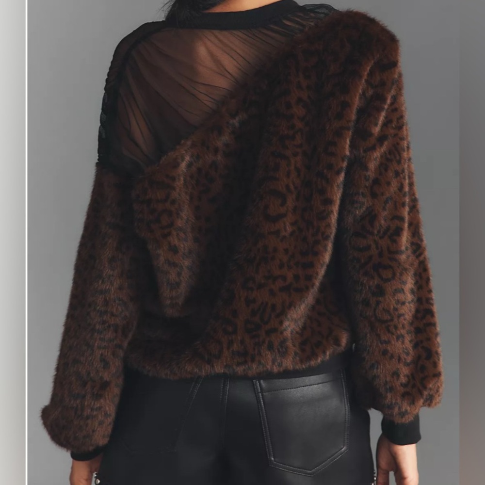Maeve Faux Fur Inset Pullover Sweatshirt | size: M - Picture 2 of 6